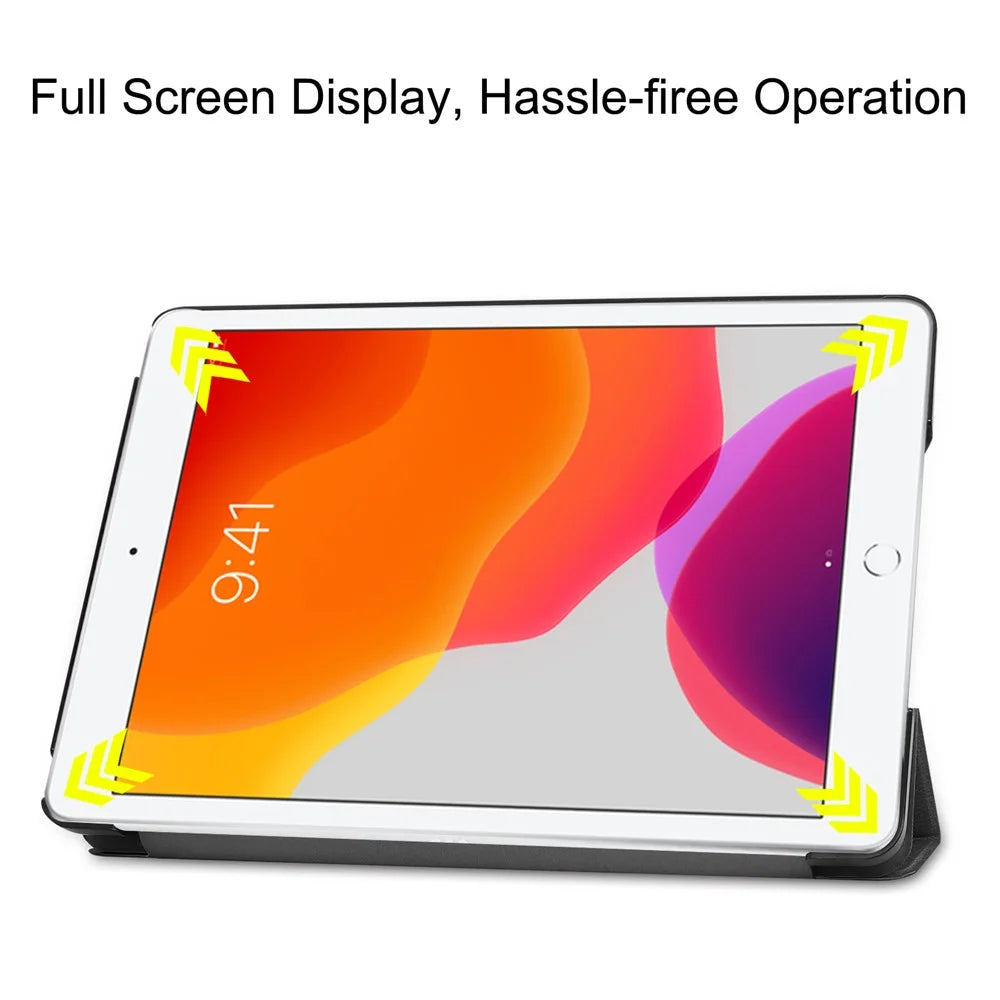 PU Leather Tablet Case for iPad 10.2 (2021) / (2020) / (2019) Anti-drop Tri-Fold Stand Slim Protective Cover - Black - 4