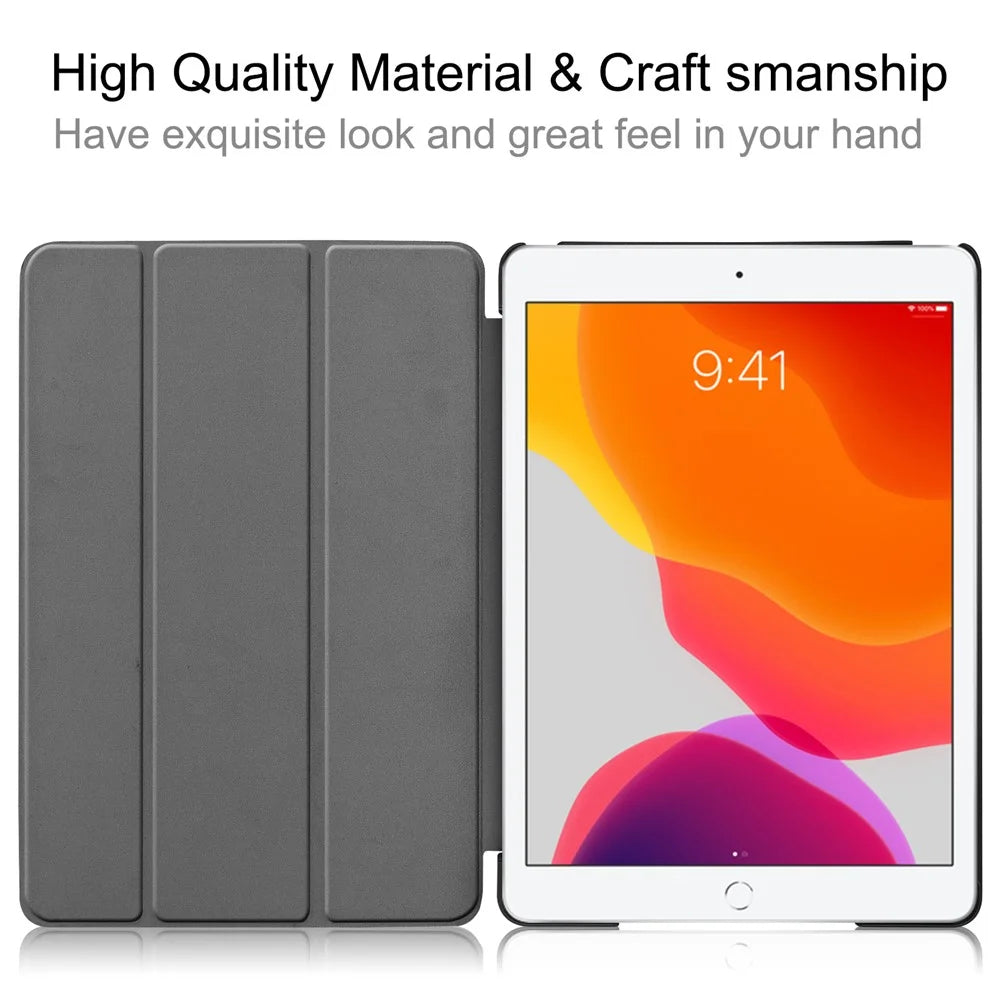 PU Leather Tablet Case for iPad 10.2 (2021) / (2020) / (2019) Anti-drop Tri-Fold Stand Slim Protective Cover - Black - 6