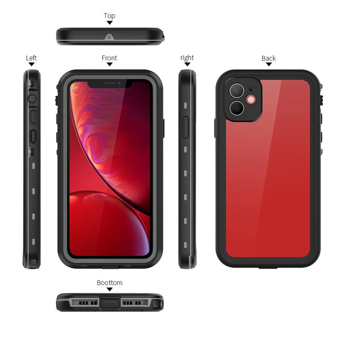 REDPEPPER Dot+ Series IP68 Waterproof Case Phone Covering Clear Back for iPhone 11 6.1 inch - All Black - 6
