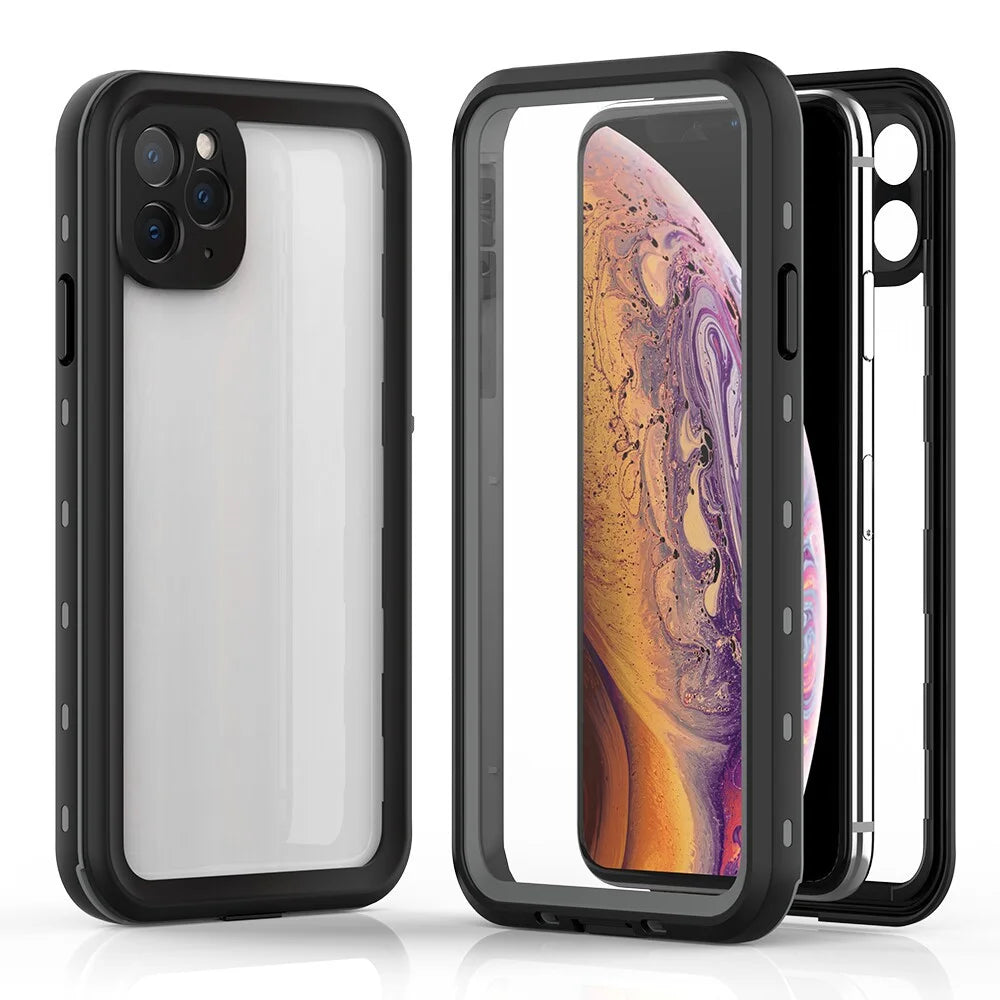 REDPEPPER Dot+ Series IP68 Waterproof Phone Covering [Transparent Back] for iPhone 11 Pro Max 6.5 inch - All Black - 2