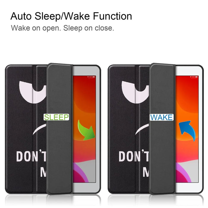 Pattern Printing Tri-Fold Stand TPU and Leather Smart Tablet Case with Apple Pencil Slot for iPad 10.2 (2021) / (2020) / (2019) - Don't Touch Me - 2