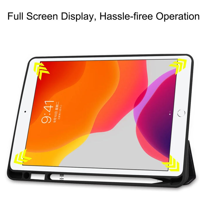 Pattern Printing Tri-Fold Stand TPU and Leather Smart Tablet Case with Apple Pencil Slot for iPad 10.2 (2021) / (2020) / (2019) - Don't Touch Me - 4