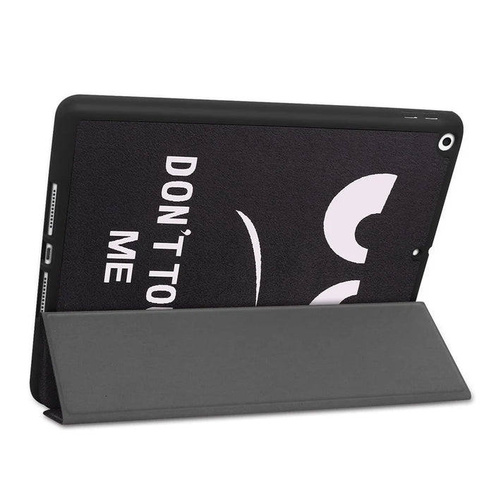 Pattern Printing Tri-Fold Stand TPU and Leather Smart Tablet Case with Apple Pencil Slot for iPad 10.2 (2021) / (2020) / (2019) - Don't Touch Me - 5