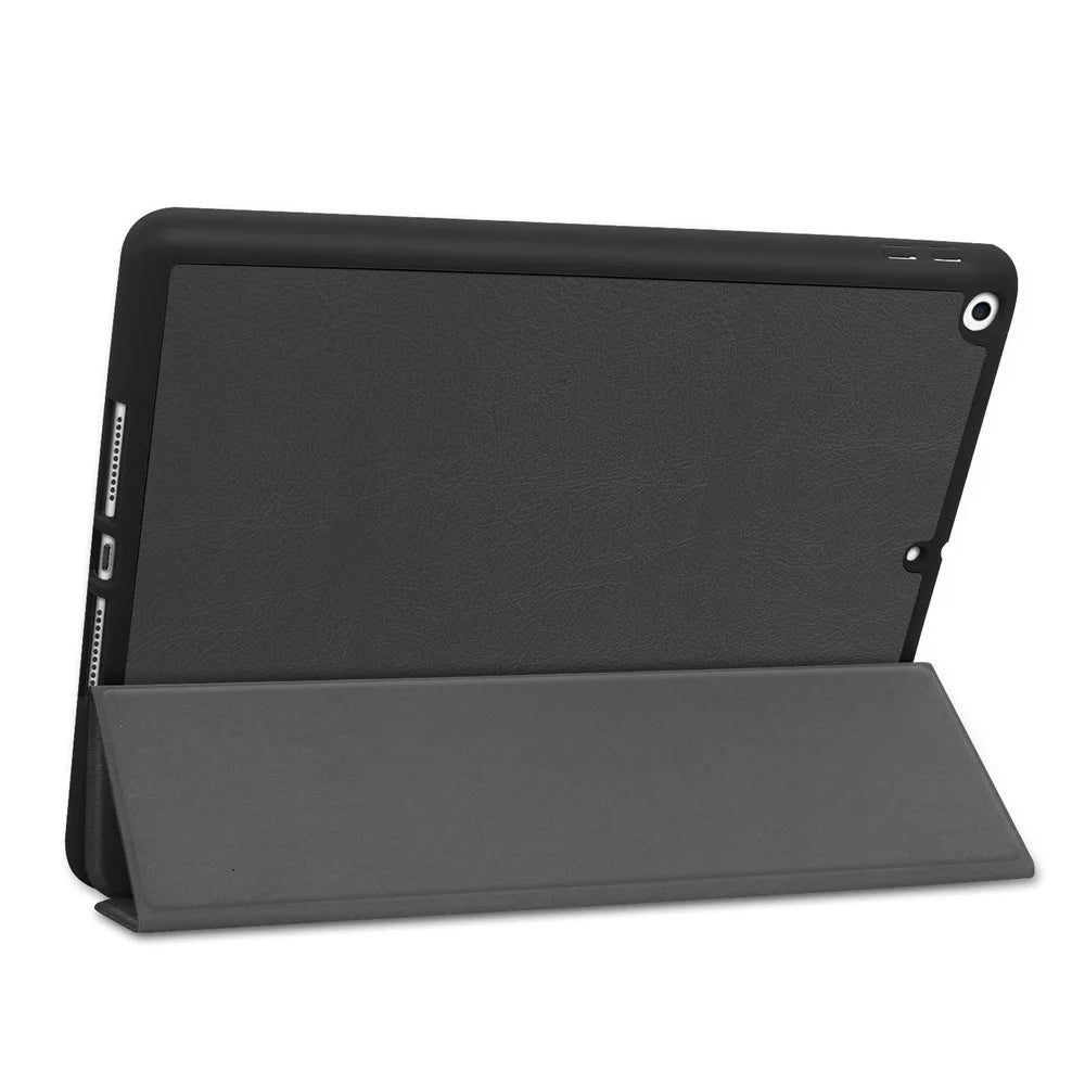 Leather Tablet Cover for iPad 10.2 (2021) / (2020) / (2019) Tri-Fold Stand Protection Case with Pen Slot - Black - 5