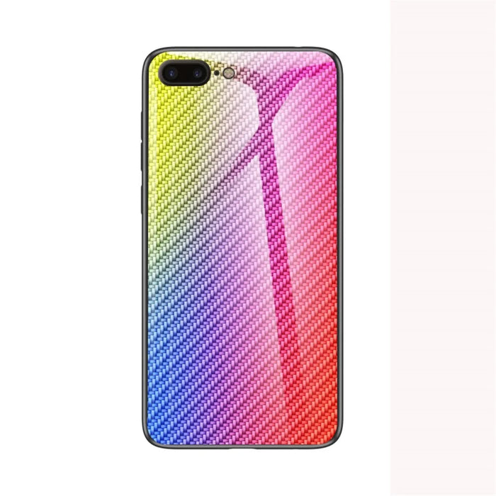 Carbon Fiber Surface Tempered Glass + PC + TPU Cell Casing for iPhone 8 Plus / 7 Plus 5.5 inch - Colorful Fiber - 2