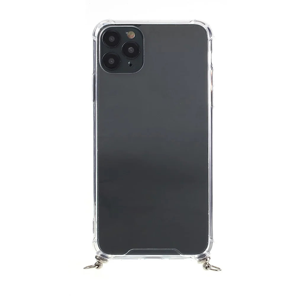 Anti-fall Glossy TPU+Acrylic with Textile Strap Phone Cover for iPhone 11 Pro Max 6.5 inch (2019) - All Black - 4
