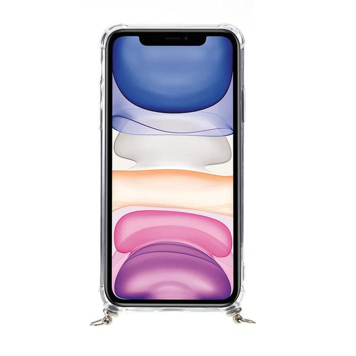 Drop-resistant TPU + Acrylic + Textile Strap Anti-fall Shell for iPhone 11 6.1-inch - Pink/Stripe - 3
