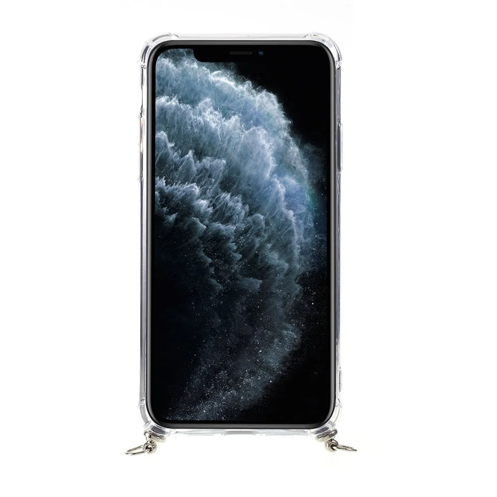 Anti-fall Glossy TPU+Acrylic Casing with Textile Strap for iPhone 11 Pro 5.8 inch (2019) - Dark Green/White - 2