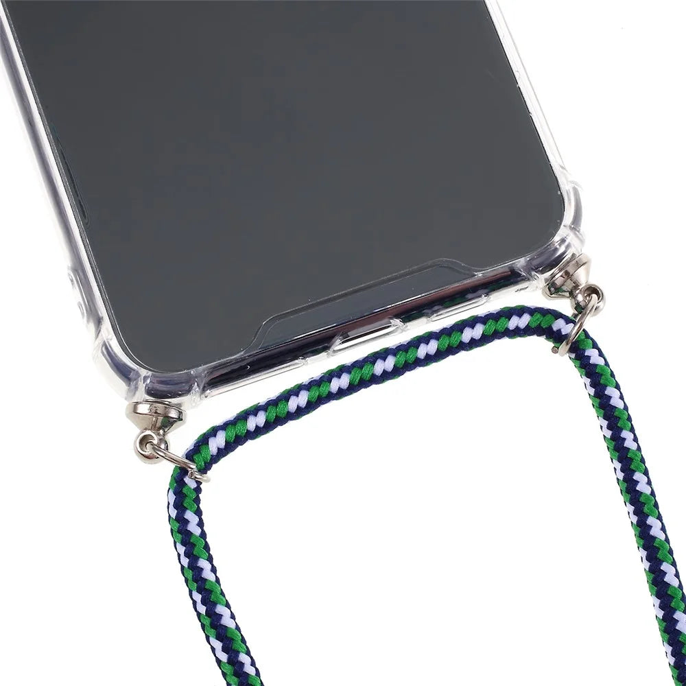 Anti-fall Glossy TPU+Acrylic Casing with Textile Strap for iPhone 11 Pro 5.8 inch (2019) - Dark Green/White - 7