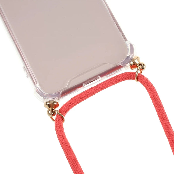 For iPhone 8/7/SE (2020)/SE (2022) TPU+Acrylic+Textile Strap Anti-fall Shell - Red - 2