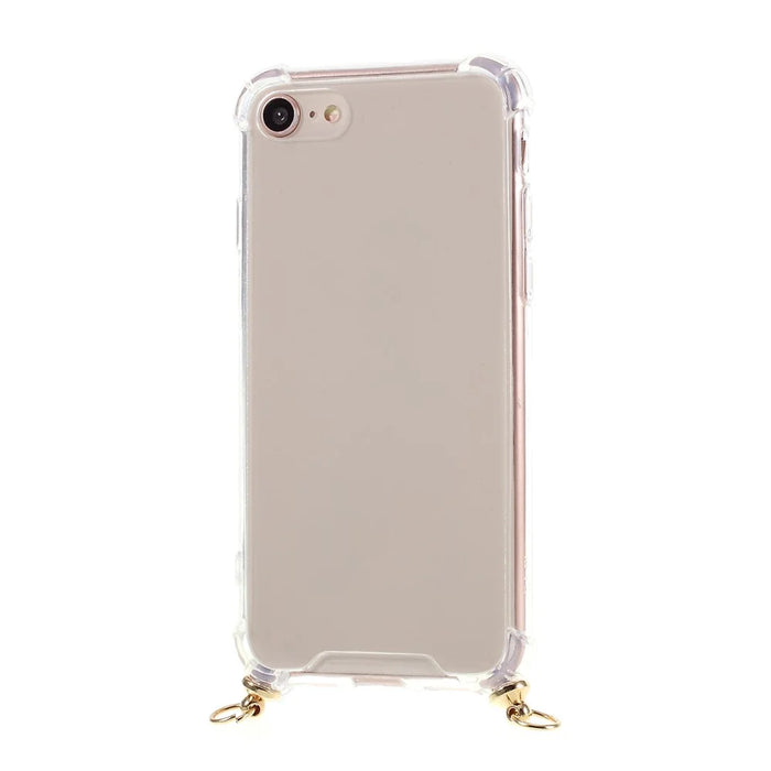 For iPhone 8/7/SE (2020)/SE (2022) TPU+Acrylic+Textile Strap Anti-fall Shell - Red - 5