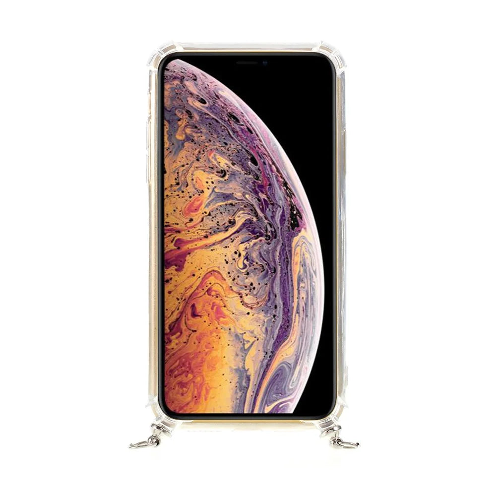 Anti-fall Glossy TPU+Acrylic with Textile Strap Phone Shell for iPhone XR 6.1 inch (2019) - All Black - 4