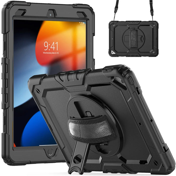 Handy Strap Combo Tablet Cover with Shoulder Strap + Screen Protector for iPad Air 10.5 inch (2019)/Pro 10.5-inch (2017) - All Black - 1