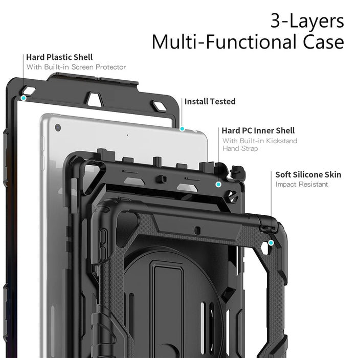 Handy Strap Combo Tablet Cover with Shoulder Strap + Screen Protector for iPad Air 10.5 inch (2019)/Pro 10.5-inch (2017) - All Black - 6