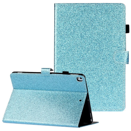 Glitter Shiny Sparkle Leather Flip Stand Cover Protective Tablet Case with Auto Sleep/Wake for iPad 10.2 (2021) / (2020) / (2019) - Cyan - 1