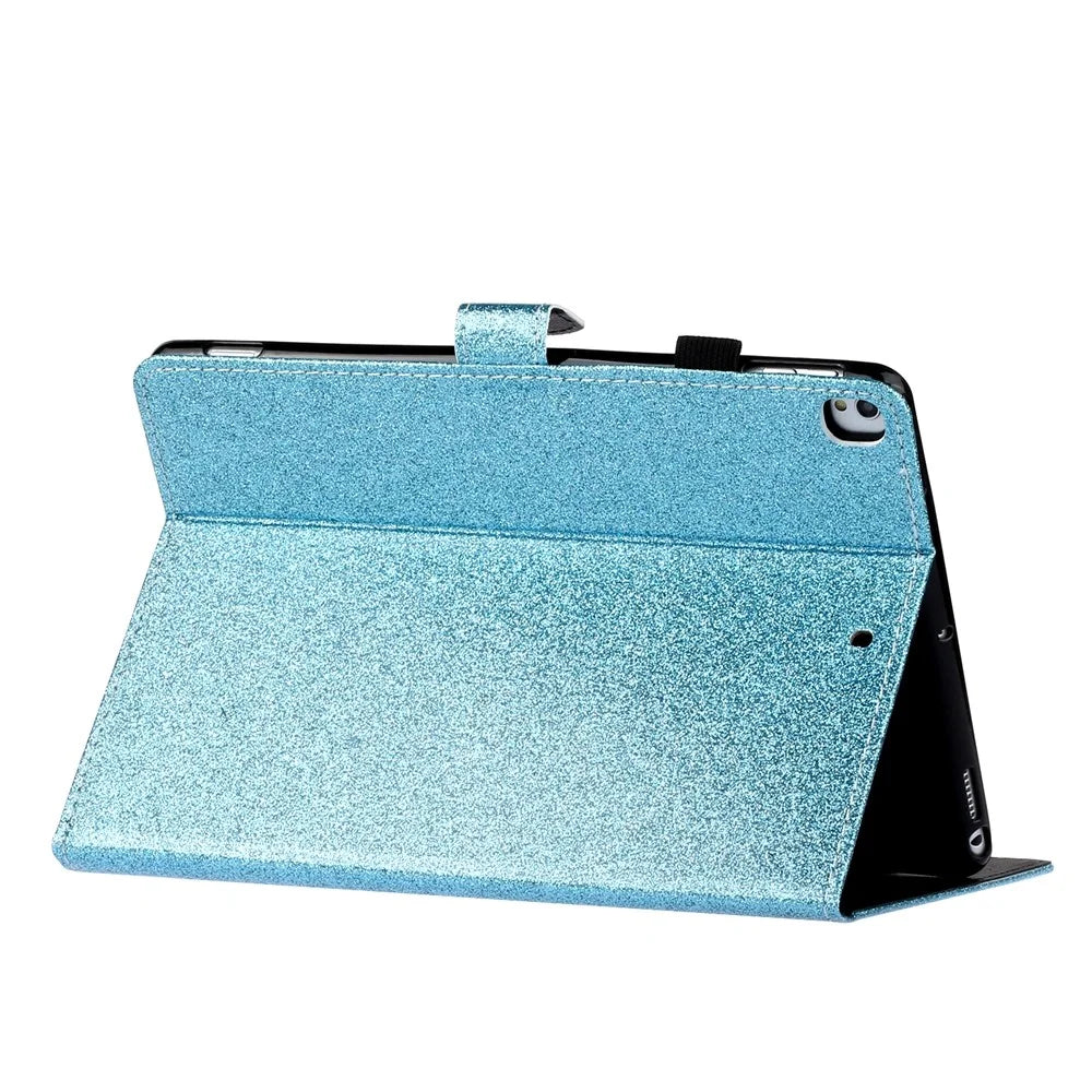 Glitter Shiny Sparkle Leather Flip Stand Cover Protective Tablet Case with Auto Sleep/Wake for iPad 10.2 (2021) / (2020) / (2019) - Cyan - 4