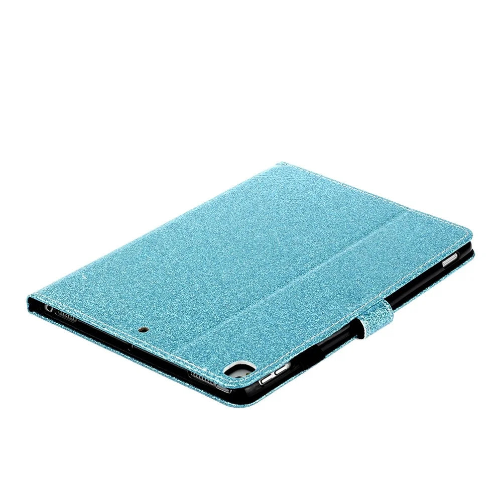 Glitter Shiny Sparkle Leather Flip Stand Cover Protective Tablet Case with Auto Sleep/Wake for iPad 10.2 (2021) / (2020) / (2019) - Cyan - 6