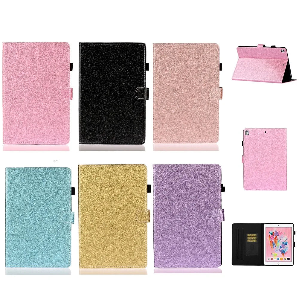 Glitter Shiny Sparkle Leather Flip Stand Cover Protective Tablet Case with Auto Sleep/Wake for iPad 10.2 (2021) / (2020) / (2019) - Cyan - 7