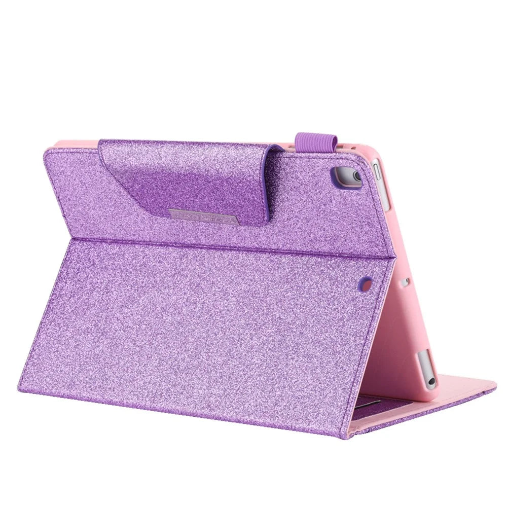 Metal Buckle Flash Powder Wallet Stand Leather Stand Cover for iPad 10.2 (2021)/(2020)/(2019)/Pro 10.5-inch (2017)/Air 10.5 inch (2019) - Purple - 5