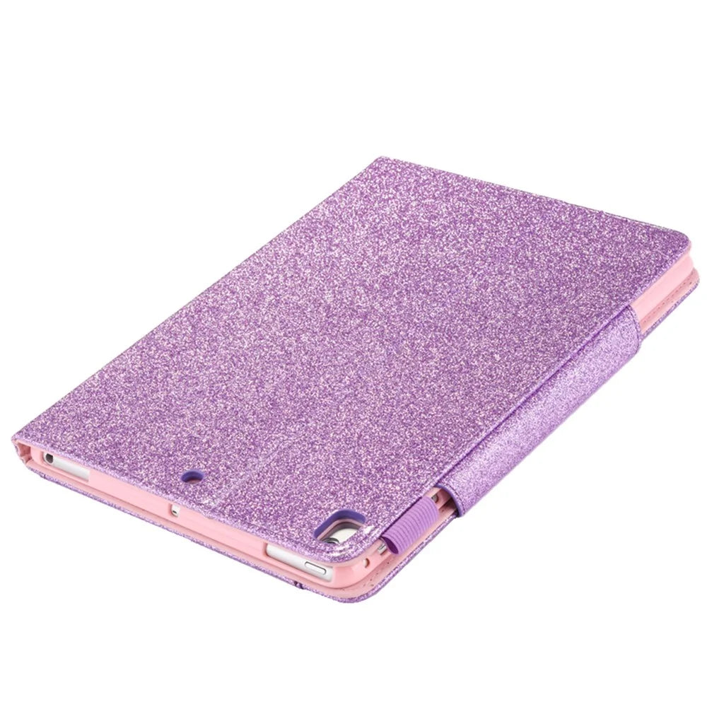 Metal Buckle Flash Powder Wallet Stand Leather Stand Cover for iPad 10.2 (2021)/(2020)/(2019)/Pro 10.5-inch (2017)/Air 10.5 inch (2019) - Purple - 6