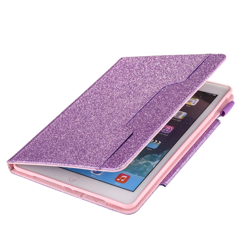 Metal Buckle Flash Powder Wallet Stand Leather Stand Cover for iPad 10.2 (2021)/(2020)/(2019)/Pro 10.5-inch (2017)/Air 10.5 inch (2019) - Purple - 7