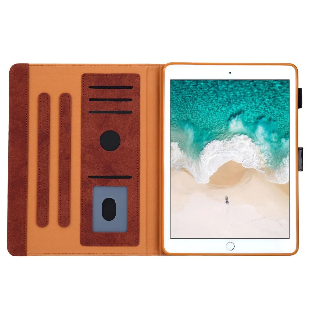 PU Leather Tablet Case with Card Slots for Apple iPad 10.2 (2021)/(2020)/(2019)/Pro 10.5-inch (2017)/Air 10.5 inch (2019) - Brown - 7