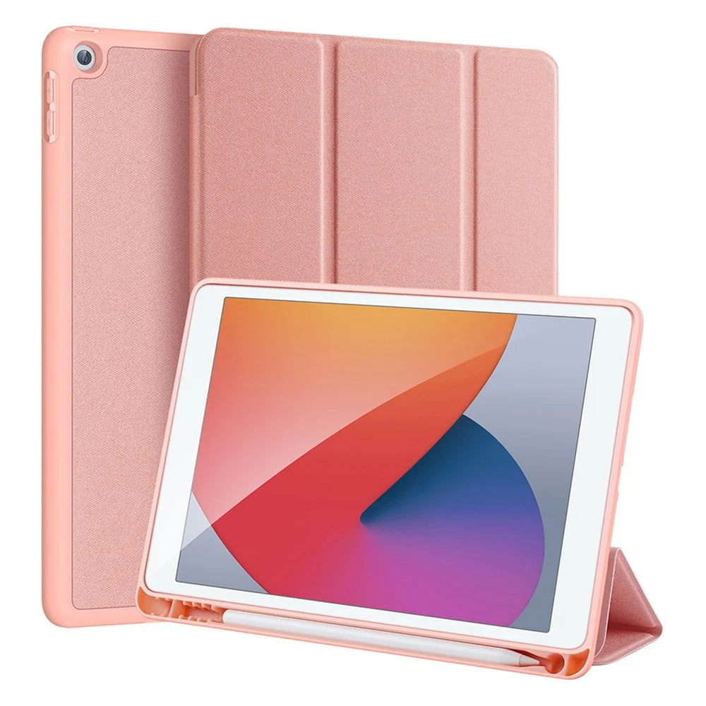 DUX DUCIS DOMO Series for iPad 10.2 (2021) / (2020) / (2019) Case Tri-Fold Stand PU Leather Smart Tablet Cover - Rose Gold - 1
