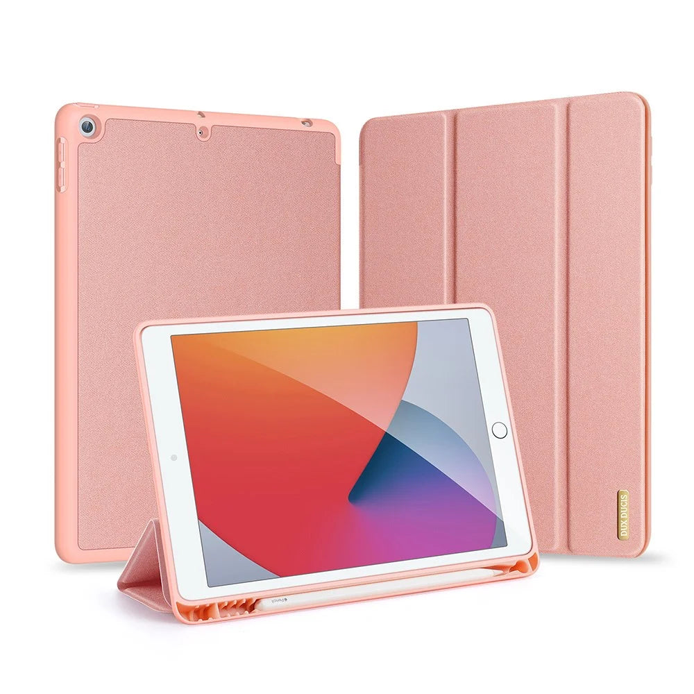 DUX DUCIS DOMO Series for iPad 10.2 (2021) / (2020) / (2019) Case Tri-Fold Stand PU Leather Smart Tablet Cover - Rose Gold - 2