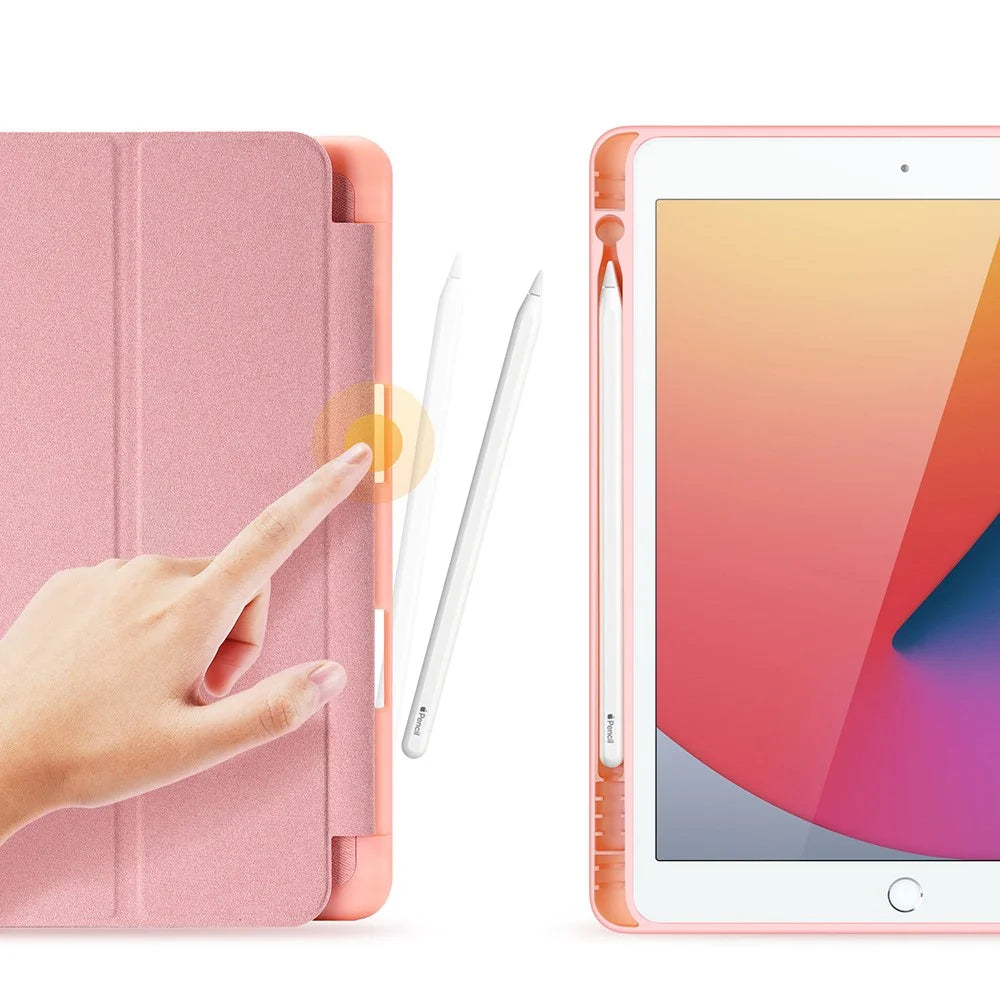 DUX DUCIS DOMO Series for iPad 10.2 (2021) / (2020) / (2019) Case Tri-Fold Stand PU Leather Smart Tablet Cover - Rose Gold - 4