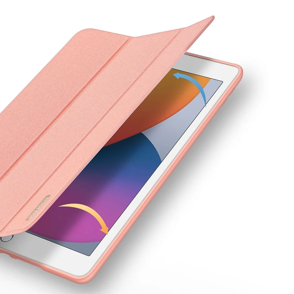 DUX DUCIS DOMO Series for iPad 10.2 (2021) / (2020) / (2019) Case Tri-Fold Stand PU Leather Smart Tablet Cover - Rose Gold - 5