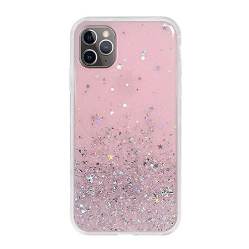 Gold Foil Flash Powder Decor Phone Case for iPhone 11 Pro Max 6.5 inch (2019) - Pink - 1