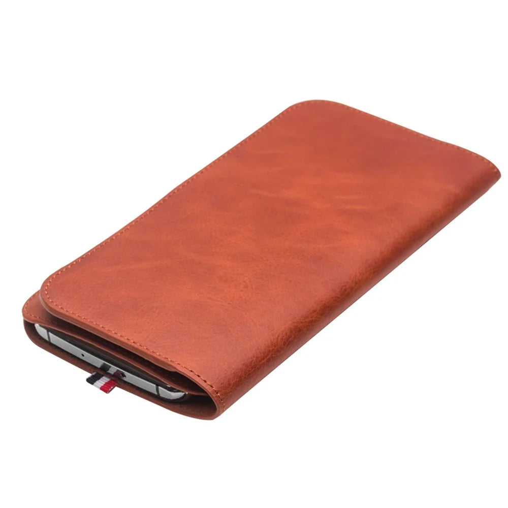 QIALINO Universal Cowhide Genuine Leather Wallet Case for Phone Within 6.9 inch iPhone 16 Series / 11 / 11 Pro Max - Brown - 4