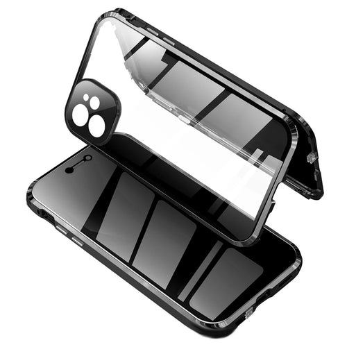 35 Degree Anti-peep Front Glass Anti-peep Magnetic Installation Metal Frame + Tempered Glass Phone Shell for iPhone 11 6.1 inch (2019) - Black - 1