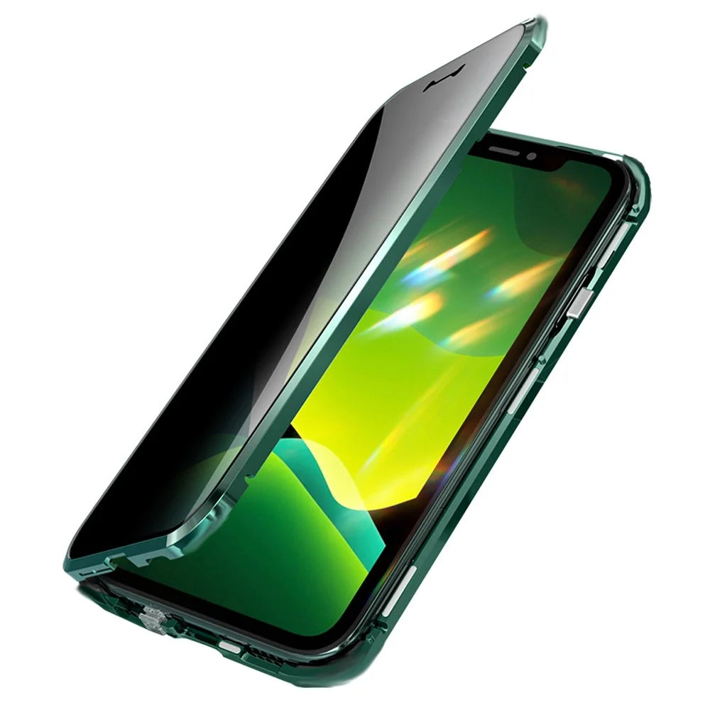 35 Degree Anti-peep Front Glass Anti-peep Magnetic Installation Metal Frame + Tempered Glass Phone Shell for iPhone 11 6.1 inch (2019) - Black - 3