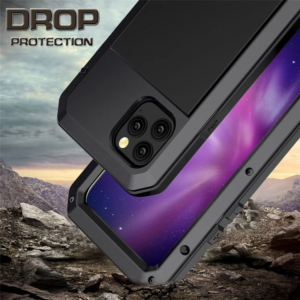 Tank Style Metal + Silicone + Tempered Glass 360° Full Protection Shell for iPhone 11 Pro 5.8 inch (2019) - Black - 4
