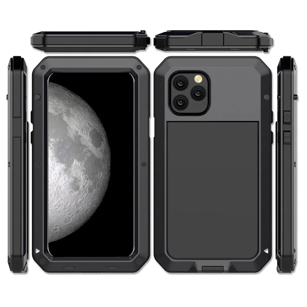 Tank Style Metal + Silicone + Tempered Glass 360° Full Protection Shell for iPhone 11 Pro 5.8 inch (2019) - Black - 7