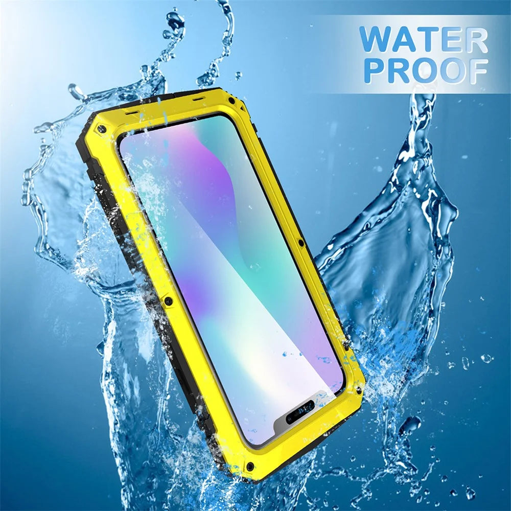 Tank Series Full Covering Kickstand Metal Frame Phone Cover Shell for iPhone 11 6.1 inch - Yellow - 6