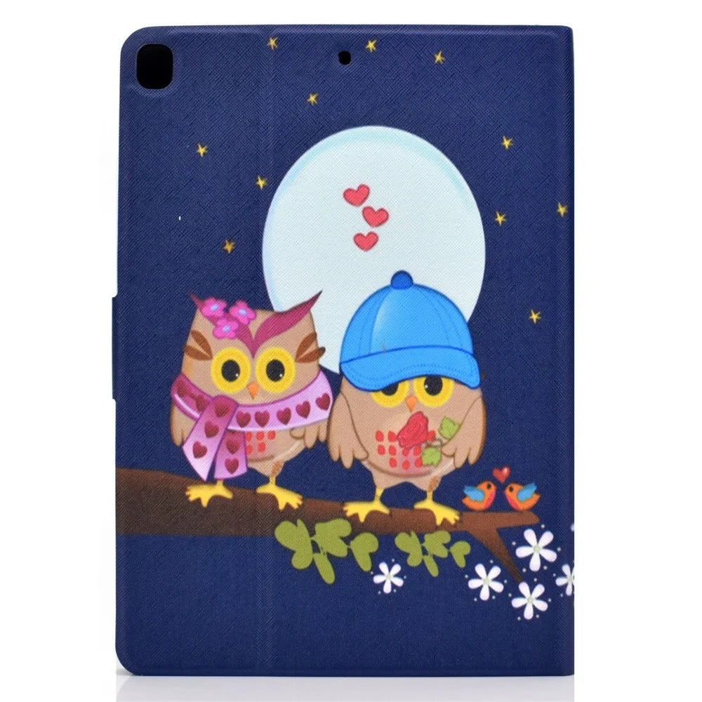 Full-Body Protection Pattern Printing PU Leather Stand Folio Tablet Cover with Card Holders for Apple iPad 10.2 (2021) / (2020) / (2019) - Three Owls - 3