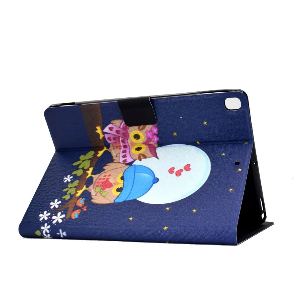 Full-Body Protection Pattern Printing PU Leather Stand Folio Tablet Cover with Card Holders for Apple iPad 10.2 (2021) / (2020) / (2019) - Three Owls - 4