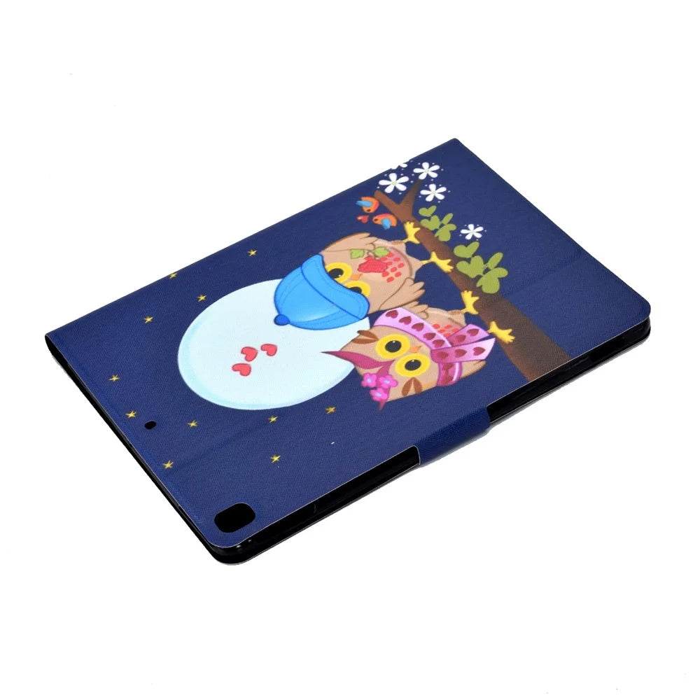Full-Body Protection Pattern Printing PU Leather Stand Folio Tablet Cover with Card Holders for Apple iPad 10.2 (2021) / (2020) / (2019) - Three Owls - 6