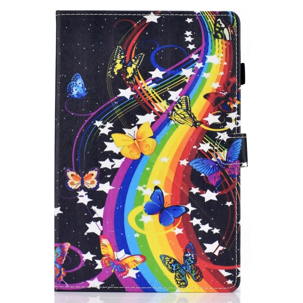 Pattern Printing Leather Card Holder Tablet Shell for iPad 10.2 (2021)/(2020)/(2019) - Rainbow and Butterflies - 2