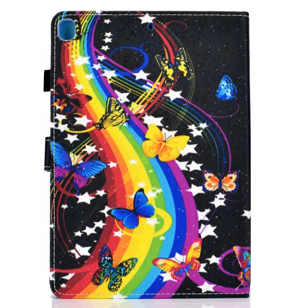 Pattern Printing Leather Card Holder Tablet Shell for iPad 10.2 (2021)/(2020)/(2019) - Rainbow and Butterflies - 3