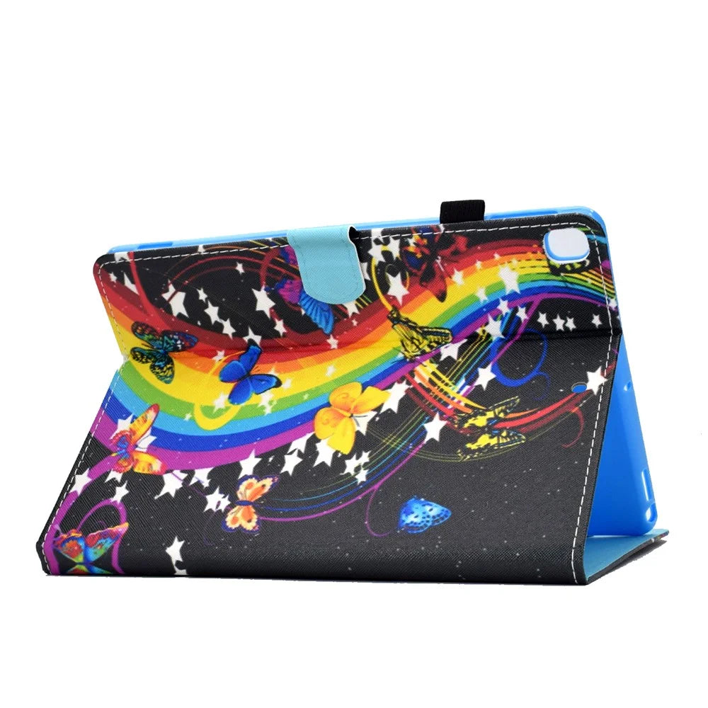Pattern Printing Leather Card Holder Tablet Shell for iPad 10.2 (2021)/(2020)/(2019) - Rainbow and Butterflies - 4
