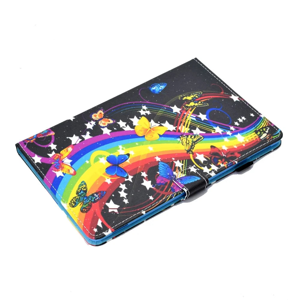 Pattern Printing Leather Card Holder Tablet Shell for iPad 10.2 (2021)/(2020)/(2019) - Rainbow and Butterflies - 5