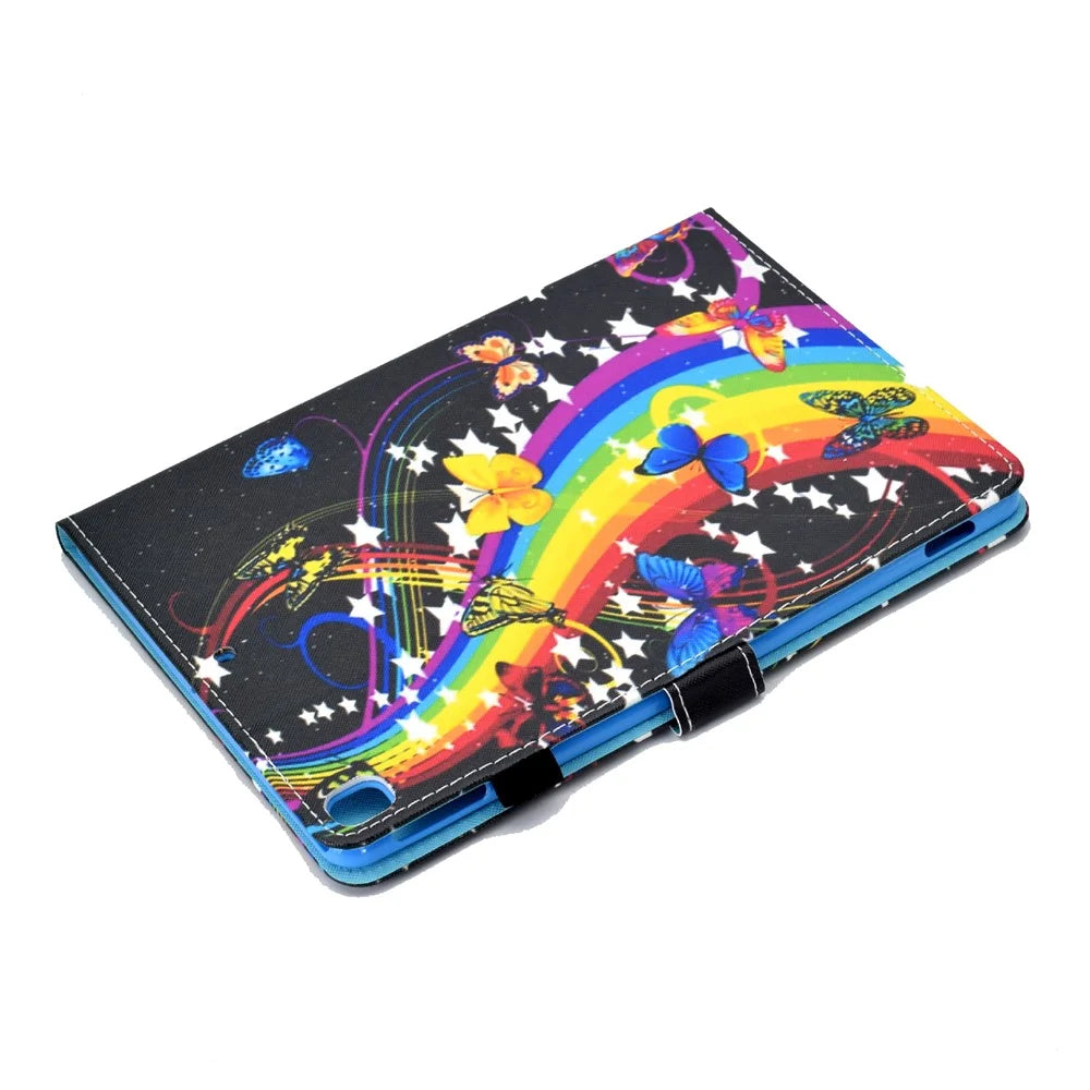 Pattern Printing Leather Card Holder Tablet Shell for iPad 10.2 (2021)/(2020)/(2019) - Rainbow and Butterflies - 6
