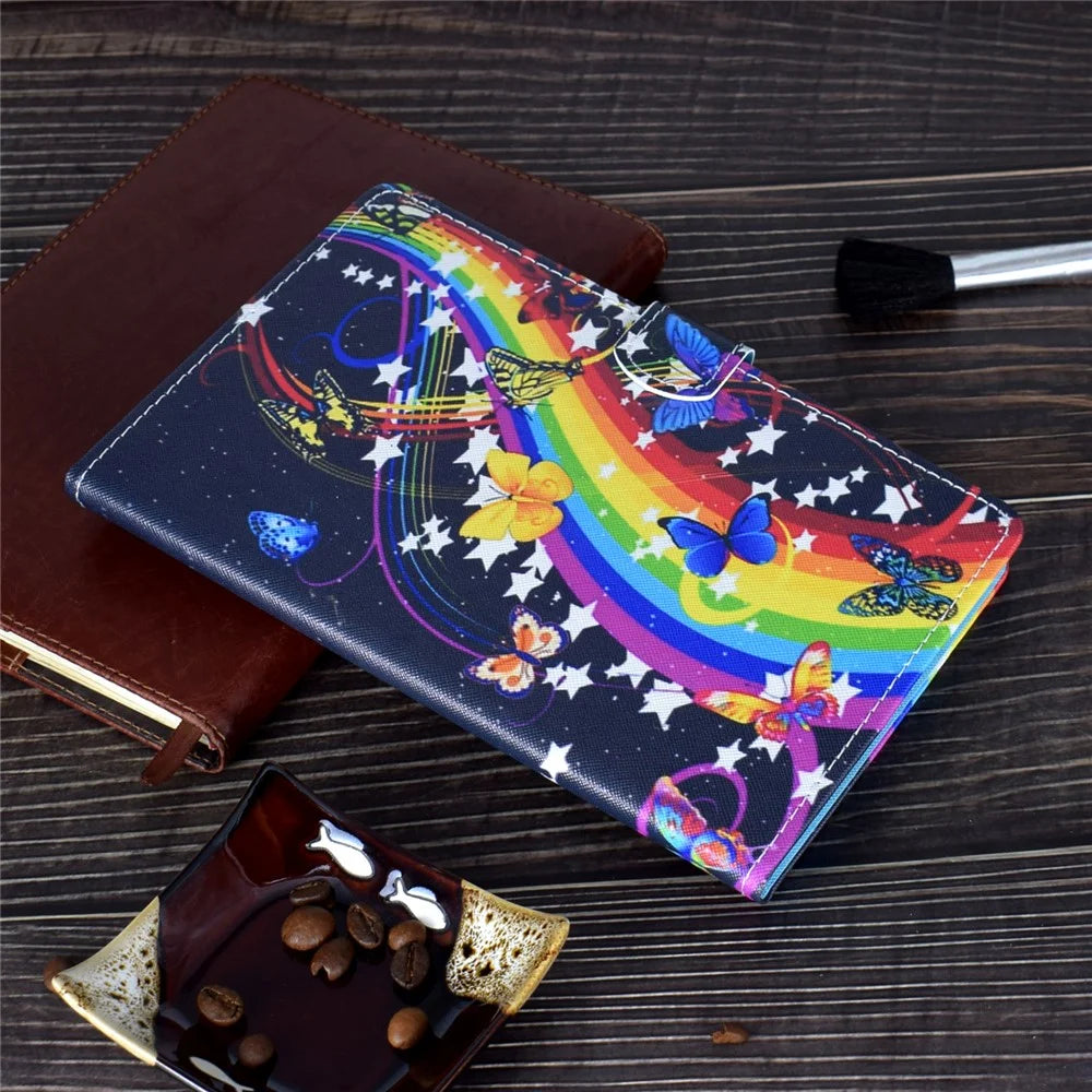 Pattern Printing Leather Card Holder Tablet Shell for iPad 10.2 (2021)/(2020)/(2019) - Rainbow and Butterflies - 7
