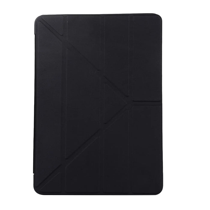 For iPad 10.2 (2021)/(2020)/(2019) Protective Cover Folding Deformed Silicone + PU Leather Stand Tablet Case - Black - 2