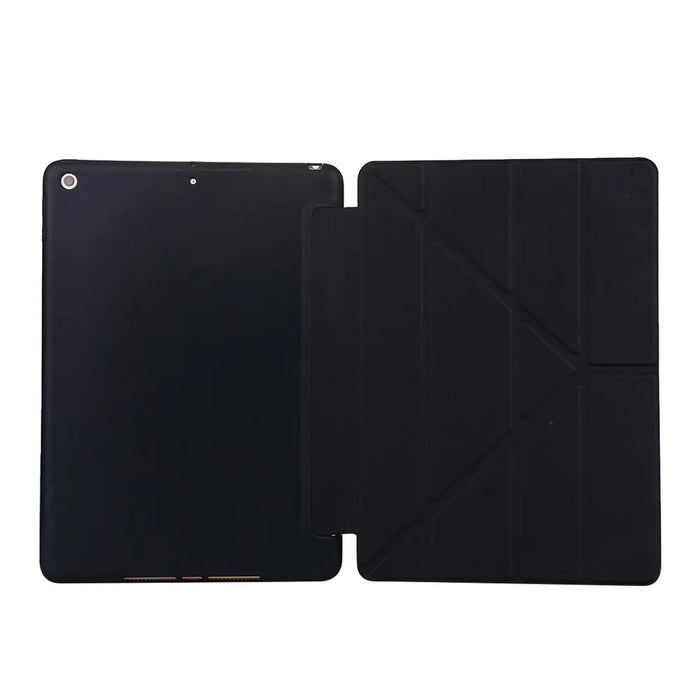 For iPad 10.2 (2021)/(2020)/(2019) Protective Cover Folding Deformed Silicone + PU Leather Stand Tablet Case - Black - 4