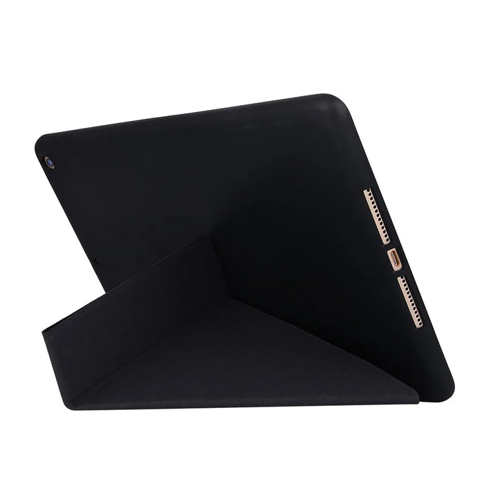 For iPad 10.2 (2021)/(2020)/(2019) Protective Cover Folding Deformed Silicone + PU Leather Stand Tablet Case - Black - 5
