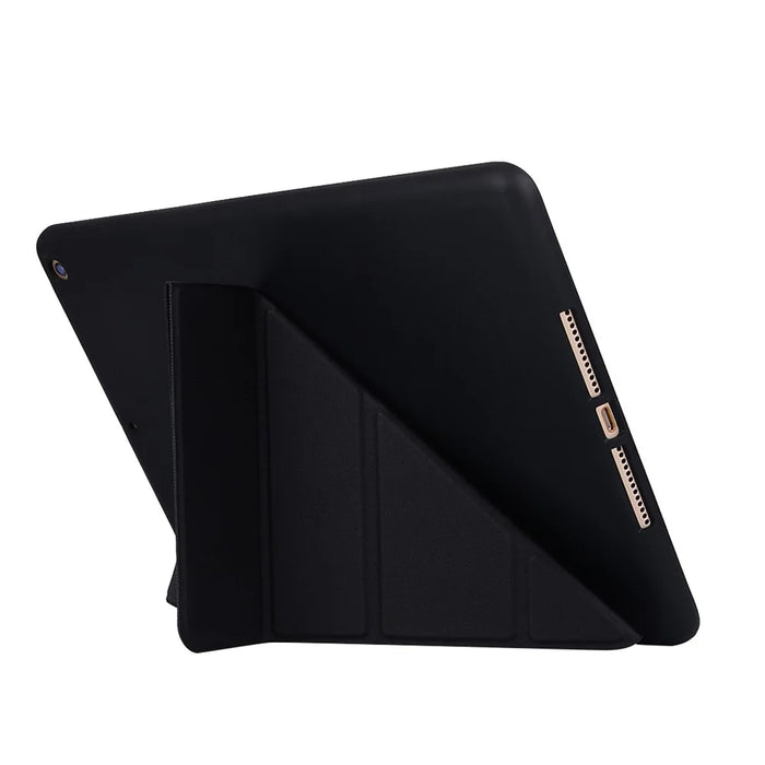 For iPad 10.2 (2021)/(2020)/(2019) Protective Cover Folding Deformed Silicone + PU Leather Stand Tablet Case - Black - 6